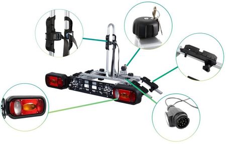 Zestaw bagażnik rowerowy na hak Amos Tytan 2 rowery 13PIN 75KG + wieszak na hak - zdjęcie 2
