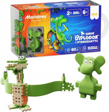 Marioinex Waffle Smok Diplodok I Pterodaktyl Klocki Konstrukcyjne 60El. - zdjęcie 3