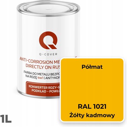 Q-Cover Farba Do Metalu Na Rdzę Blachę Ocynk Żółty Kadmowy Ral1021 Półmat 1l - zdjęcie 4