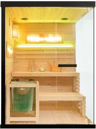 SAUNA FIŃSKA WYSOKOTEMPERATUROWA Z PIECEM LARK3/HARVIA 4,5KW 3-4 OSOBOWA 140x150 CM - zdjęcie 2