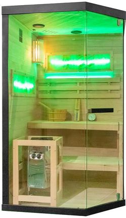 SAUNA FIŃSKA WYSOKOTEMPERATUROWA Z PIECEM LARK1/HARVIA 3,5KW 1-2 OSOBOWA 120x120 CM - zdjęcie 4