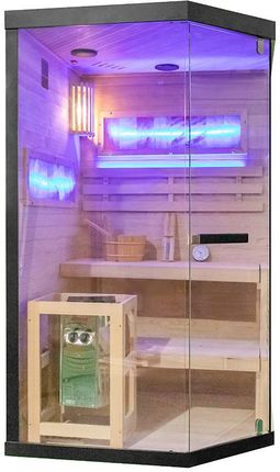 SAUNA FIŃSKA WYSOKOTEMPERATUROWA Z PIECEM LARK1/HARVIA 3,5KW 1-2 OSOBOWA 120x120 CM - zdjęcie 3