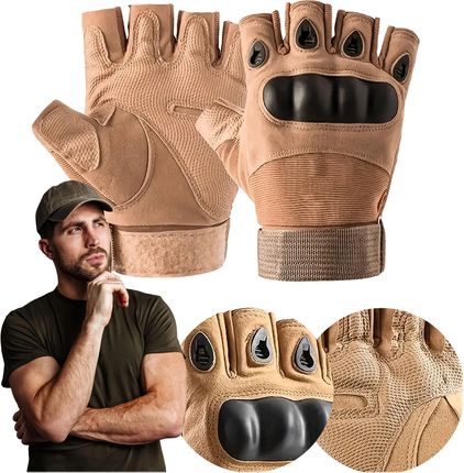 Extralink Military Rękawice taktyczne bojowe survival bez palców militarne L MIL-694 Khaki EX37193 - zdjęcie 4