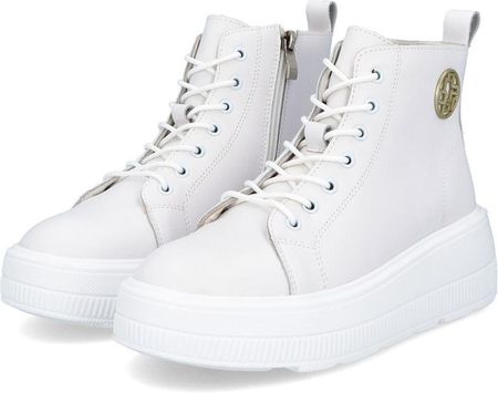 Wysokie sneakersy ze skóry - FILIPPO DBT6374/24 BIAŁE - zdjęcie 3
