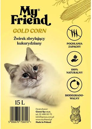 My Friend Gold Corn Żwirek Kukurydziany 7L 4,5Kg Zbrylający Biodegradowalny - zdjęcie 5