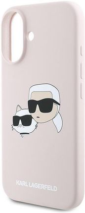 Karl Lagerfeld Silicone Double Heads Print MagSafe Różowy - etui iPhone 16 Plus - zdjęcie 6