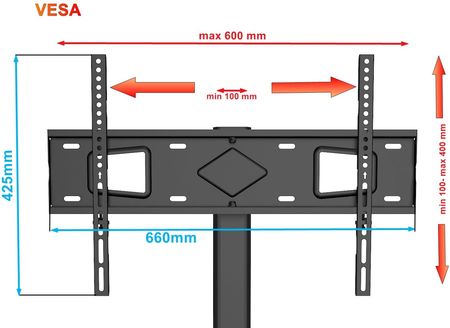 Podłogowy STOJAK pod Telewizor KLA-20 Stojak TV na Telewizor Obrotowy Regulowany - zdjęcie 2