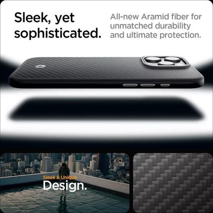 Spigen Etui Enzo Aramid Mag Magsafe Do Apple Iphone 16 Pro Czarno Srebrny - zdjęcie 4