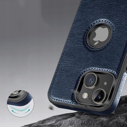 Etui Case Premium Eko Skóra Do Iphone 14 Plus Blue - zdjęcie 3