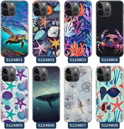 Etui Do Iphone 15 Pro Morze Statki Fale Ryby Delfiny Muszle - zdjęcie 2
