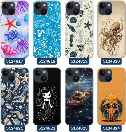 Etui Do Iphone 14 Morze Statki Fale Ryby Delfiny Muszle - zdjęcie 3