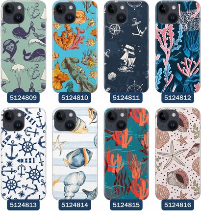 Etui Do Iphone 14 Morze Statki Fale Ryby Delfiny Muszle - zdjęcie 2