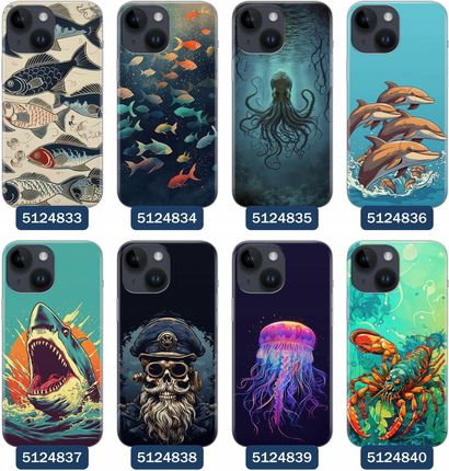 Etui Do Iphone 14 Morze Statki Fale Ryby Delfiny Muszle - zdjęcie 4