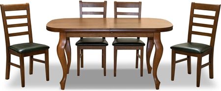 Zestaw : Stół Rozkładany Ludwik 160/90 + 2 Wkładki 40Cm + 6 Krzeseł Cortez Skóra Naturalna - zdjęcie 4