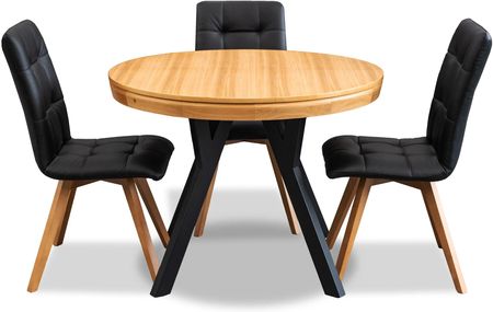Zestaw Mebli: Stół Okrągły Fi 100Cm Rozkładany Loft Iii + 4 Krzesła Krzesła Kw110 W Skórze - zdjęcie 4