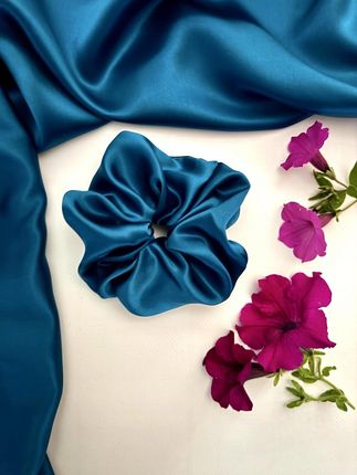 JEDWABNA GUMKA DO WŁOSÓW SCRUNCHIE 100% JEDWAB MORWOWY 22 mm MORSKI r. L - zdjęcie 2