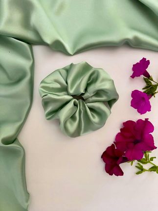 JEDWABNA GUMKA DO WŁOSÓW SCRUNCHIE 100% JEDWAB MORWOWY 22 mm MIĘTOWY r. L - zdjęcie 2