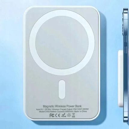Powerbank magnetyczny Ecobox Powerbank Magsafe 5000 mAh biały - zdjęcie 2