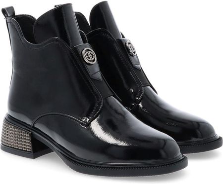 Eleganckie lakierowane botki - FILIPPO DBT6003/24 CZARNE - zdjęcie 2