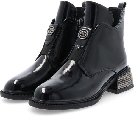 Eleganckie lakierowane botki - FILIPPO DBT6003/24 CZARNE - zdjęcie 2