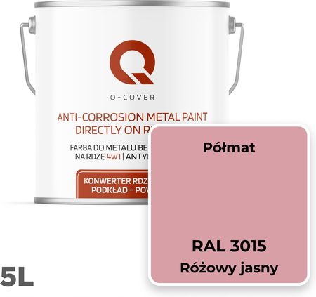 Q-Cover Farba Do Metalu Na Rdzę Żeliwne Blachę Różowy Jasny Ral 3015 Półmat 5L - zdjęcie 6