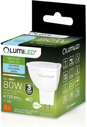 Lumiled Żarówka Led Gu5.3 Mr16 8W = 80W 720Lm 6500K Zimna 120° - zdjęcie 5