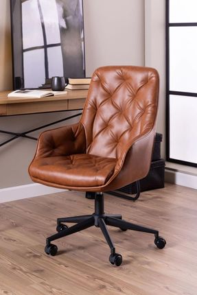 Actona Group A S Fotel Obrotowy Erik Czarny Mat Retro Brandy 691B - zdjęcie 5