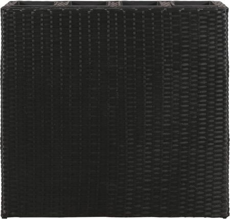 Dkd Home Decor Podwyższona Donica Ogrodowa Z 4 Doniczkami 2Szt. Poli Rattan Czarny - zdjęcie 2