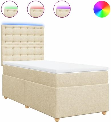 vidaXL Łóżko Kontynentalne Z Materacem Kremowe Tkanina 90X200 Cm 3293482 - zdjęcie 2