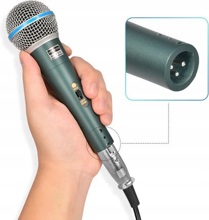 Mikrofon dynamiczny przewodowy estradowy profesjonalny + kabel 5M XLR NOBITECH DM01 - zdjęcie 4