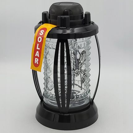 Znicz Solarny Lampion Ładowany Słonecznie Led Czarny Świeci Do 1000 Dni - zdjęcie 6