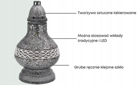 Znicz Witraż Karafa Mini Srebrny Lw19 - zdjęcie 3