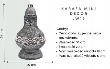 Znicz Witraż Karafa Mini Srebrny Lw19 - zdjęcie 2
