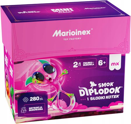 Marioinex Klocki Konstr Mini Waffle Smok Diplodok I Słodki Kotek 280El. - zdjęcie 5