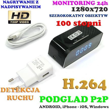 Spy Szpiegowska Kamera Full Hd Wifi Ukryta W Zegarku Biurkowym - zdjęcie 5