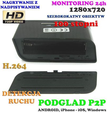 Spy Szpiegowska Kamera Full Hd Wifi Ukryta W Zegarku Biurkowym - zdjęcie 6