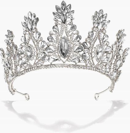 Mersada Diadem Tiara Srebrna Z Kryształkami Ozodoba Do Włosów Królewska - zdjęcie 2