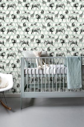 Esta Home Estahome Tapeta Zwierzęta Z Kropkami Miętowej Zieleniiczarnym 128713 53cm x 10,05 M - zdjęcie 2