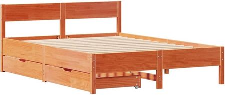 vidaXL Łóżko z litego drewna bez materaca wosk brązowy 150x200 cm drewno sosnowe 507639336 - zdjęcie 2