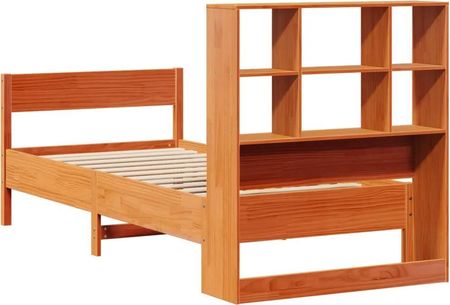 vidaXL Łóżko z regałem bez materaca woskowy brąz 75x190 cm sosnowe 3323013 - zdjęcie 2