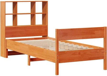 vidaXL Łóżko z regałem bez materaca woskowy brąz 75x190 cm sosnowe 3323013 - zdjęcie 3