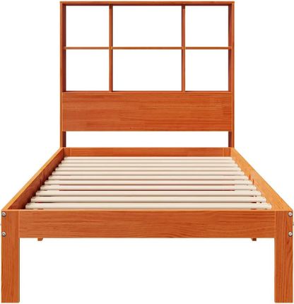 vidaXL Łóżko z regałem bez materaca woskowy brąz 90x200 cm sosnowe 3322577 - zdjęcie 2