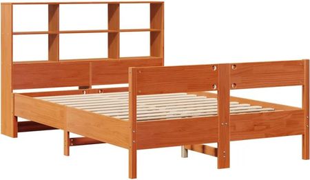 vidaXL Łóżko z regałem bez materaca woskowy brąz 120x200 cm sosna 3322992 - zdjęcie 2