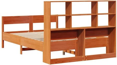 vidaXL Łóżko z regałem bez materaca woskowy brąz 120x200 cm sosna 3322992 - zdjęcie 3