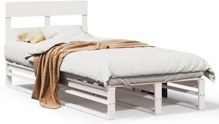 vidaXL Rama łóżka bez materaca biała 90x200 cm lite drewno sosnowe 850795 - zdjęcie 2