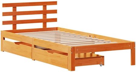 vidaXL Rama łóżka z szufladami woskowy brąz 90x200 cm sosnowa 3302025 - zdjęcie 3
