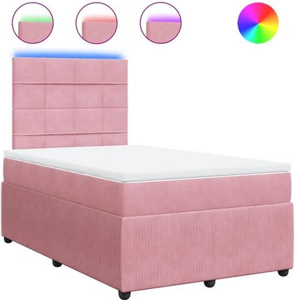 vidaXL Łóżko kontynentalne z materacem różowe 120x190 cm aksamit 3294591 - zdjęcie 2