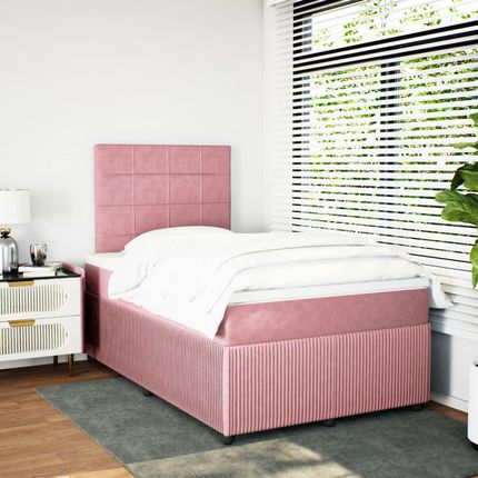 vidaXL Łóżko sprężynowe z materacem różowe 120x190 cm aksamitne 507651247 - zdjęcie 2