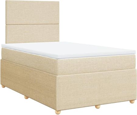 vidaXL Łóżko sprężynowe z materacem kremowe 120x190 cm tkanina 507651318 - zdjęcie 2