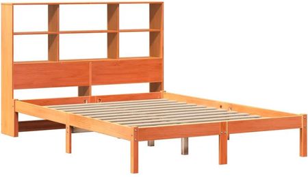 vidaXL Łóżko z regałem bez materaca woskowy brąz 140x190cm sosnowe 3321601 - zdjęcie 2